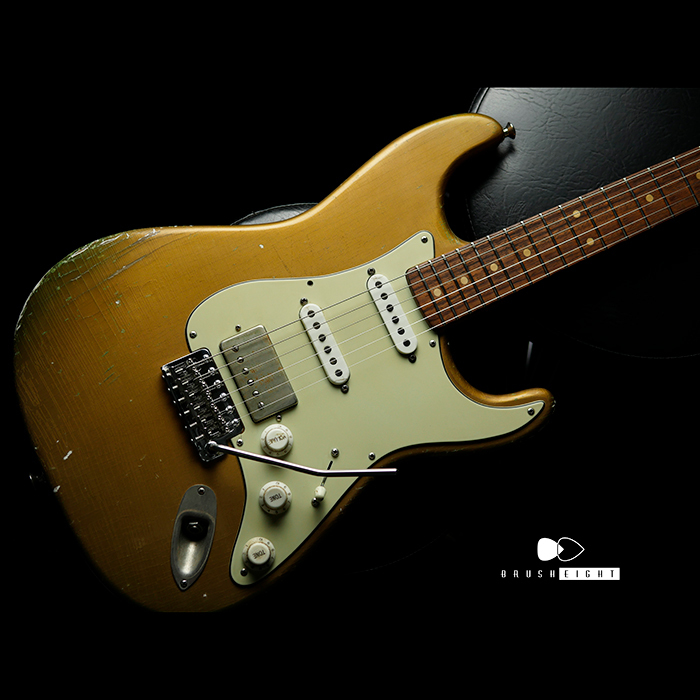 【SOLD】TMG Guitar Co. Dover HSS “Aged Gold”   Medium Aged & Hard Checking