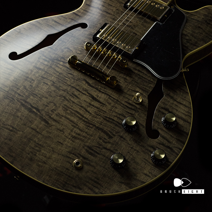 【SOLD】Brusheight "ProtoType" Semi Acoustic "Flame Maple" Seethrough Black