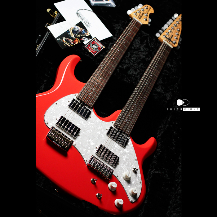 【SOLD】MusicMan "BFR" Silhouette Double Neck "Coral Red"