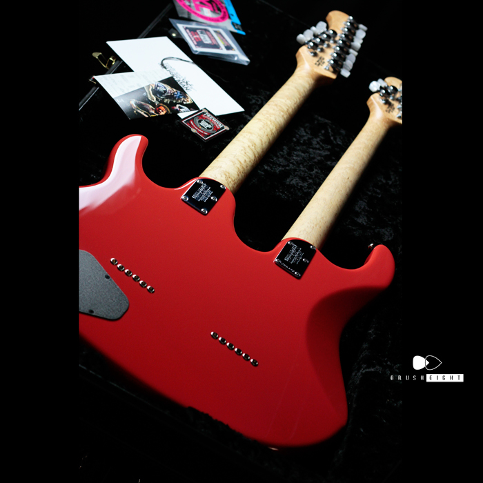 【SOLD】MusicMan "BFR" Silhouette Double Neck "Coral Red"