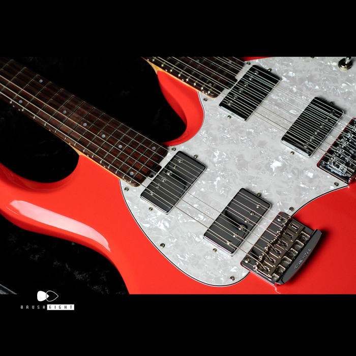 【SOLD】MusicMan "BFR" Silhouette Double Neck "Coral Red"