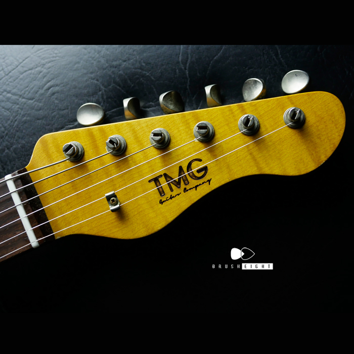 【SOLD】TMG Guitar Co. Dover HSS 22F  "Candy Apple Red"  Soft Aged & Checking " 5AFlame Maple"