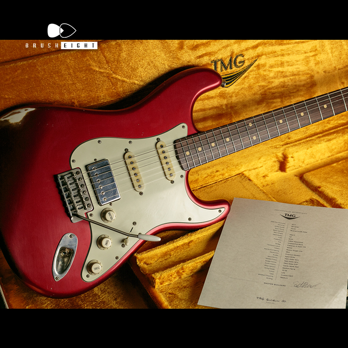 【SOLD】TMG Guitar Co. Dover HSS "Candy Apple Red"  Midium Aged & Checking