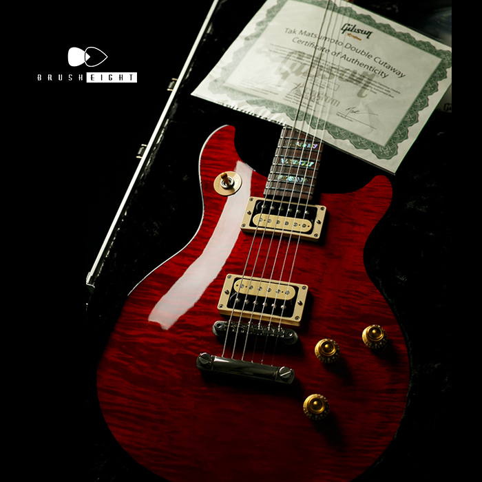 【SOLD】Gibson Custom Shop Tak Matsumoto DC Cherry Red  1P Flame Top #036