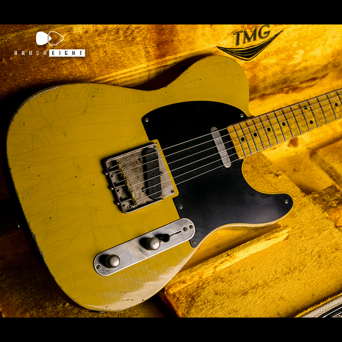 【SOLD】TMG Guitars Co. Gatton  “Blackguard”  Light Aging & Hevy Checking bird's-eye Maple