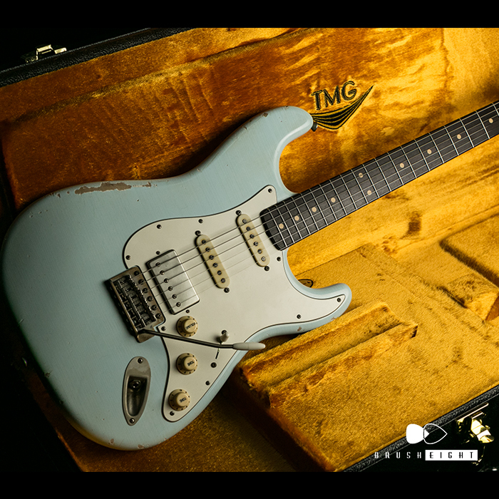 【SOLD】TMG Guitar Co. Dover HSS "Sonic Blue”Medium Aging & Hevy Checking 5A Flame & Brazilian