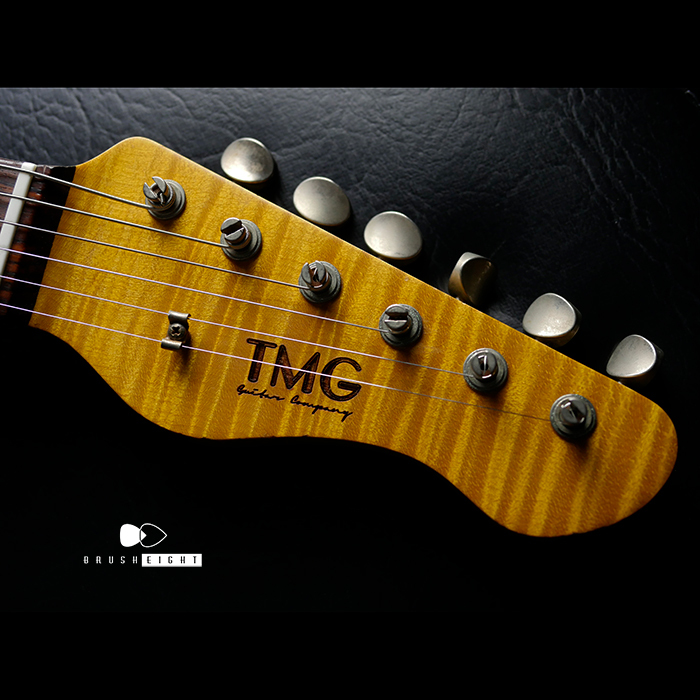 【SOLD】TMG Guitar Co. Dover SSS “Ice Blue Metallic & Sunburst”  5AFlame maple Hard Aged