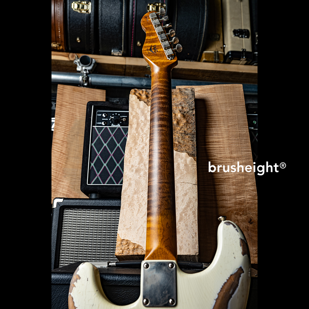 TMG Guitar Co. Dover SSS “Olympic White ”Heavy Aging  Roasted 5A Flame Maple & Matching Head